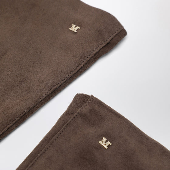 Max Mara Long brown suede nappa gloves