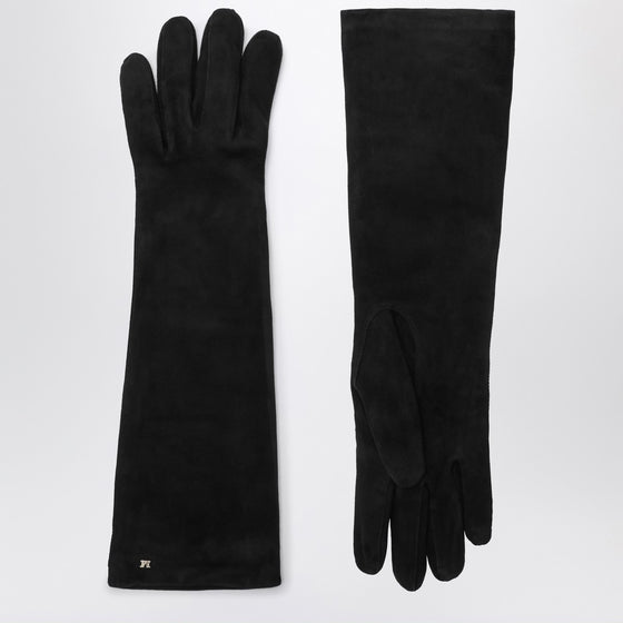 Max Mara Long black suede nappa gloves