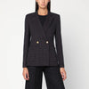 Harris Wharf London Brown and blue check double-breasted wool jacket