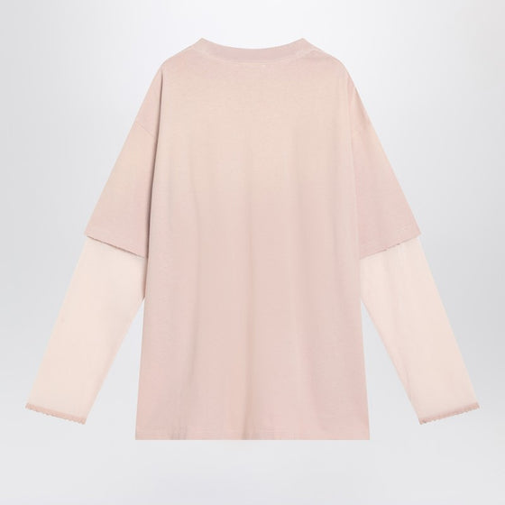 Acne Studios Pink violet layered T-shirt with print