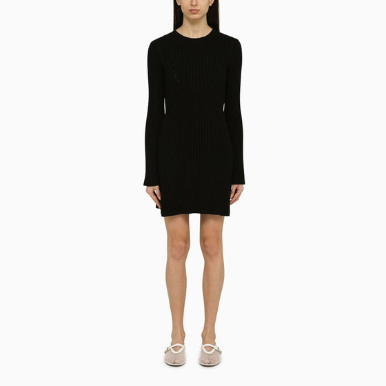 Loulou Studio Black ribbed silk blend mini dress