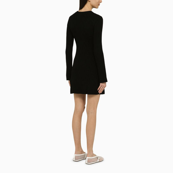 Loulou Studio Black ribbed silk blend mini dress