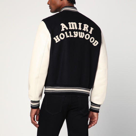 AMIRI Black/ivory wool blend bomber jacket
