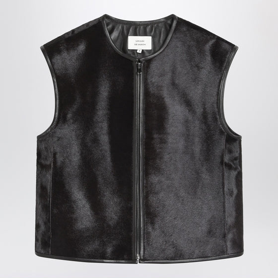 LouLou De Saison Brown Ampas vest in pony-effect leather