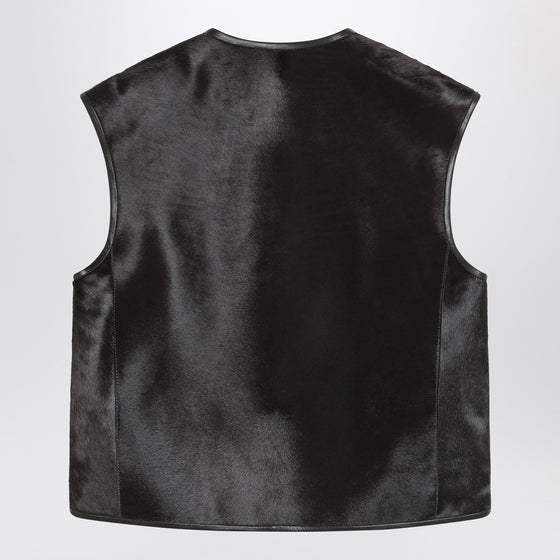 LouLou De Saison Brown Ampas vest in pony-effect leather