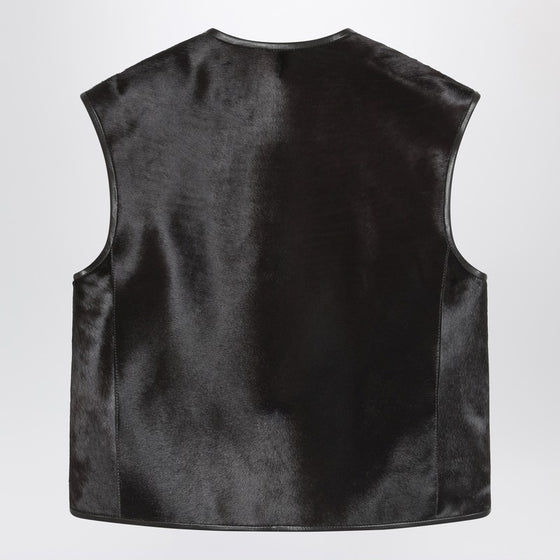 Loulou Studio Brown Ampas vest in pony-effect leather