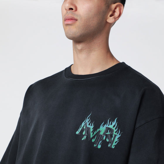 AMIRI Black T-shirt with Flames logo print