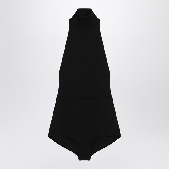 Max Mara Black turtleneck bodysuit in viscose crêpe