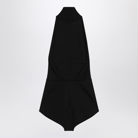 Max Mara Black turtleneck bodysuit in viscose crêpe