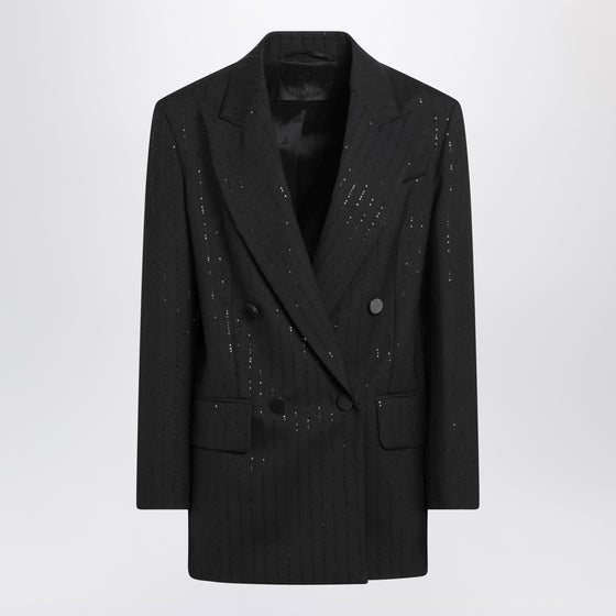 Max Mara Pianoforte Black double-breasted sequin wool blazer