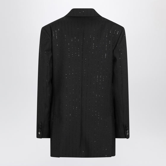 Max Mara Pianoforte Black double-breasted sequin wool blazer