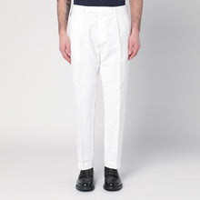  Santaniello White trousers in cotton and linen