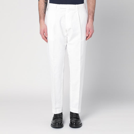 Santaniello White trousers in cotton and linen