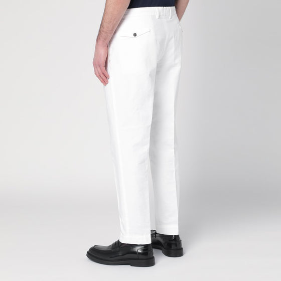 Santaniello White trousers in cotton and linen