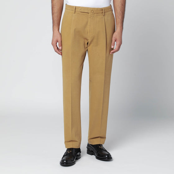 Santaniello Ochre cotton and cashmere trousers