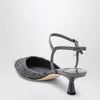 Jimmy Choo Aren graphite leather and fabric slingbacks