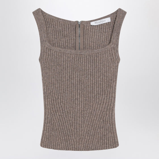 Max Mara Hazelnut-colored top in wool and cashmere blend