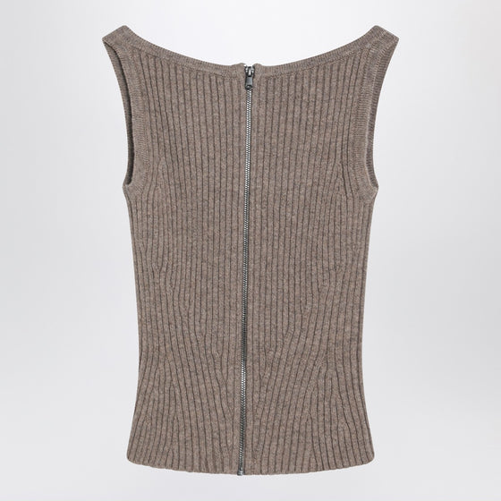 Max Mara Hazelnut-colored top in wool and cashmere blend