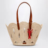 Aquazzura Artiste medium raffia tote in natural and tan