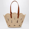 Aquazzura Artiste medium raffia tote in natural and tan