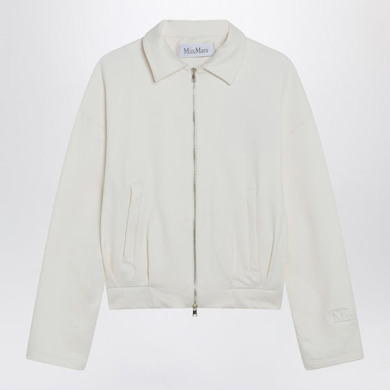 Max Mara White cropped sweatshirt in silk blend