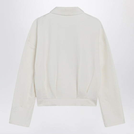 Max Mara White cropped sweatshirt in silk blend
