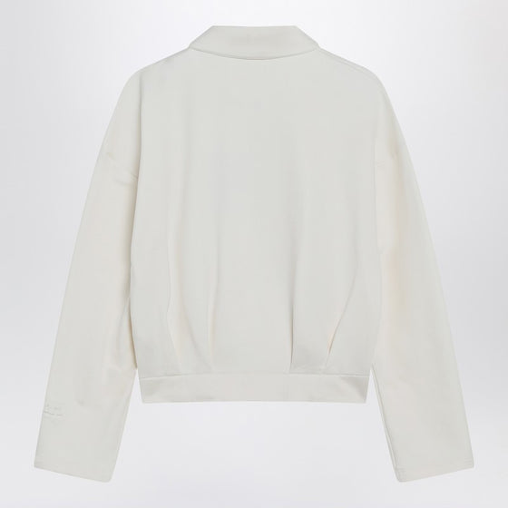 Max Mara White cropped sweatshirt in silk blend