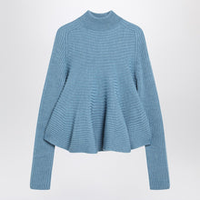  Sportmax Baby-doll blue knit top in wool