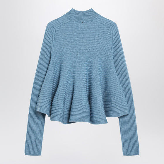 Sportmax Baby-doll blue knit top in wool