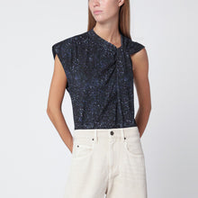  ISABEL MARANT Nayda asymmetrical T-shirt with midnight blue print