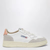 AUTRY Medalist Low Sneakers in white/peach pink leather and suede