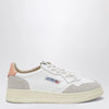 AUTRY Medalist Low Sneakers in white/peach pink leather and suede
