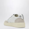 AUTRY Medalist Low Sneakers in white leather and suede with silver details