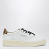 AUTRY Medalist Low Sneakers in white with leopard-print pony hair