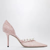 Jimmy Choo Pink Lace Décolleté with Pearl Decoration