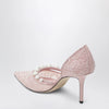 Jimmy Choo Pink Lace Décolleté with Pearl Decoration