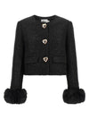 Self-Portrait Bouclé Fur Jacket