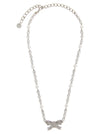 Self-Portrait Crystal Pearl Bow Necklace
