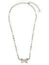 Self-Portrait Crystal Pearl Bow Necklace