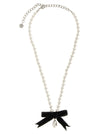 Self-Portrait Black Bow Pearl Necklace