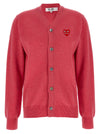 Comme Des Garçons Play Double Red Emblem Cardigan