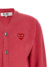Comme Des Garçons Play Double Red Emblem Cardigan