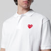 Comme des Garçons Shirt White Red Heart cotton polo shirt