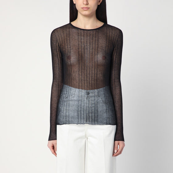 Roberto Collina Semi-transparent black sweater