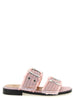 Ganni Feminine Buckle Fringed Denim Sandals