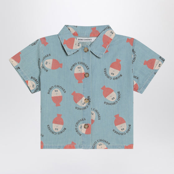 Bobo Choses Light blue Morning Egg shirt in denim