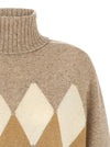 Ballantyne Beige Diamond Turtleneck Sweater