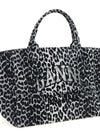 Ganni Leopard Sequin Xxl Tote Shopping Bag