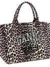 Ganni Leopard Sequin Xxl Tote Shopping Bag
