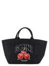 Ganni Black Xxl Cherry Tote Shopping Bag